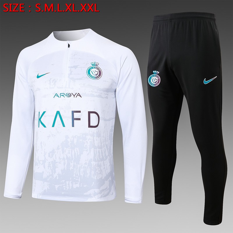 25/26 Al-Nassr white Long-sleeved half-pull training kit Football team kit