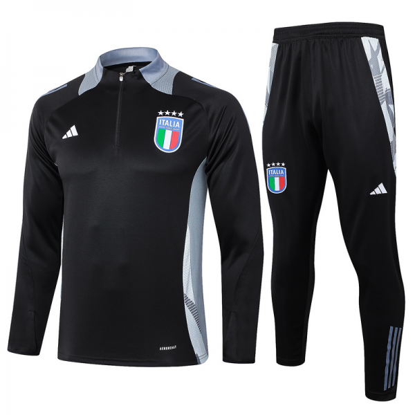 24/25 Italy Black Long-sleeved half-pull training kit Football team kit