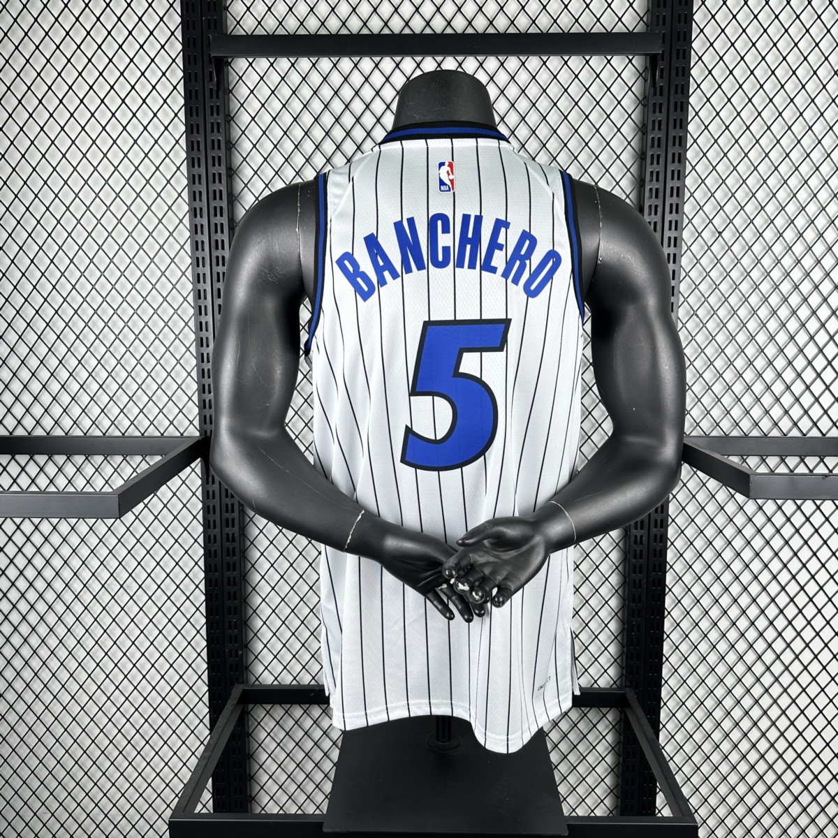 NBA Orlando Magic 2025 Round Neck Home White Jersey BANCHERO#5 S-XXL