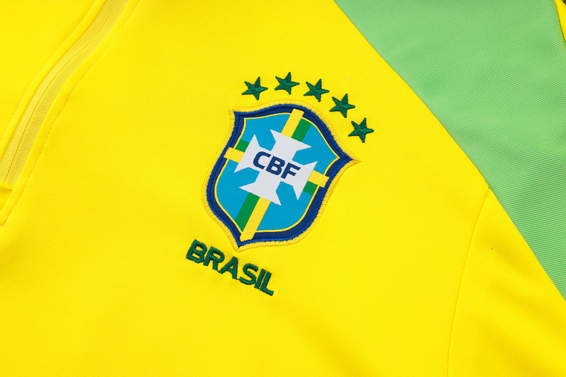 24/25 Brazil Yellow Long-sleeved half-pull training kit Football team kit