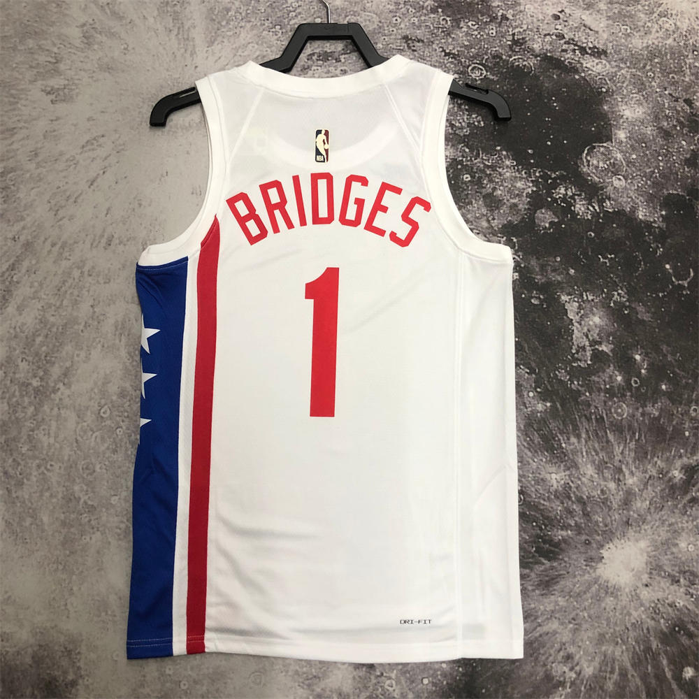 NBA Brooklyn Nets Round Neck White Jersey BRIDGES#1 S-XXL