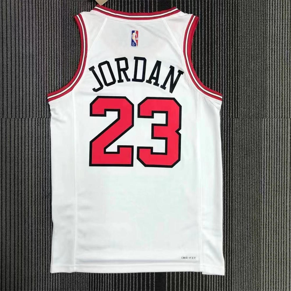NBA Chicago Bulls Round Neck White 75th anniversaryJersey JORDAN#23 S-XXL