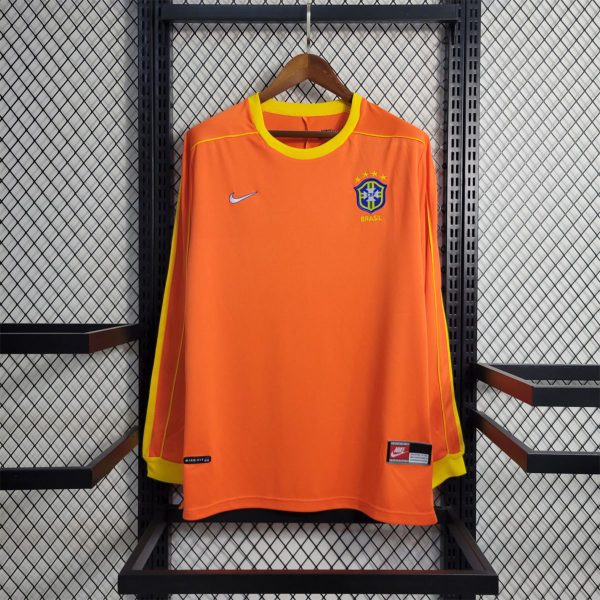 Retro 1998 Brazil Goalkeeper Orange jersey Long Sleeve Fan Version