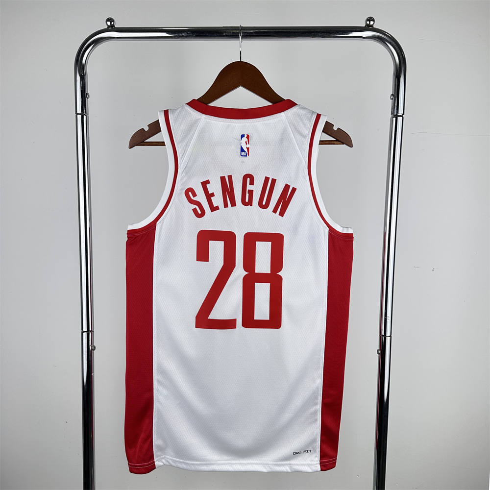 NBA Houston Rockets V-Neck White Jersey SENGUN#28 S-XXL
