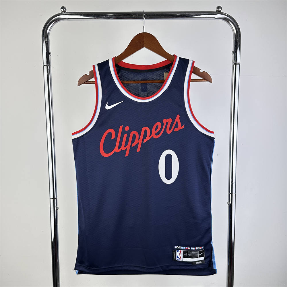 NBA Los Angeles Clippers 24/25 Round Neck dark blue Jersey WESTBROOK#0 S-XXL