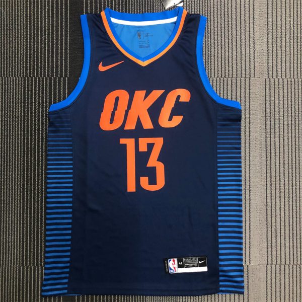 NBA Oklahoma City Thunder V-Neck Deep Blue Jersey GEORGE#13 S-XXL