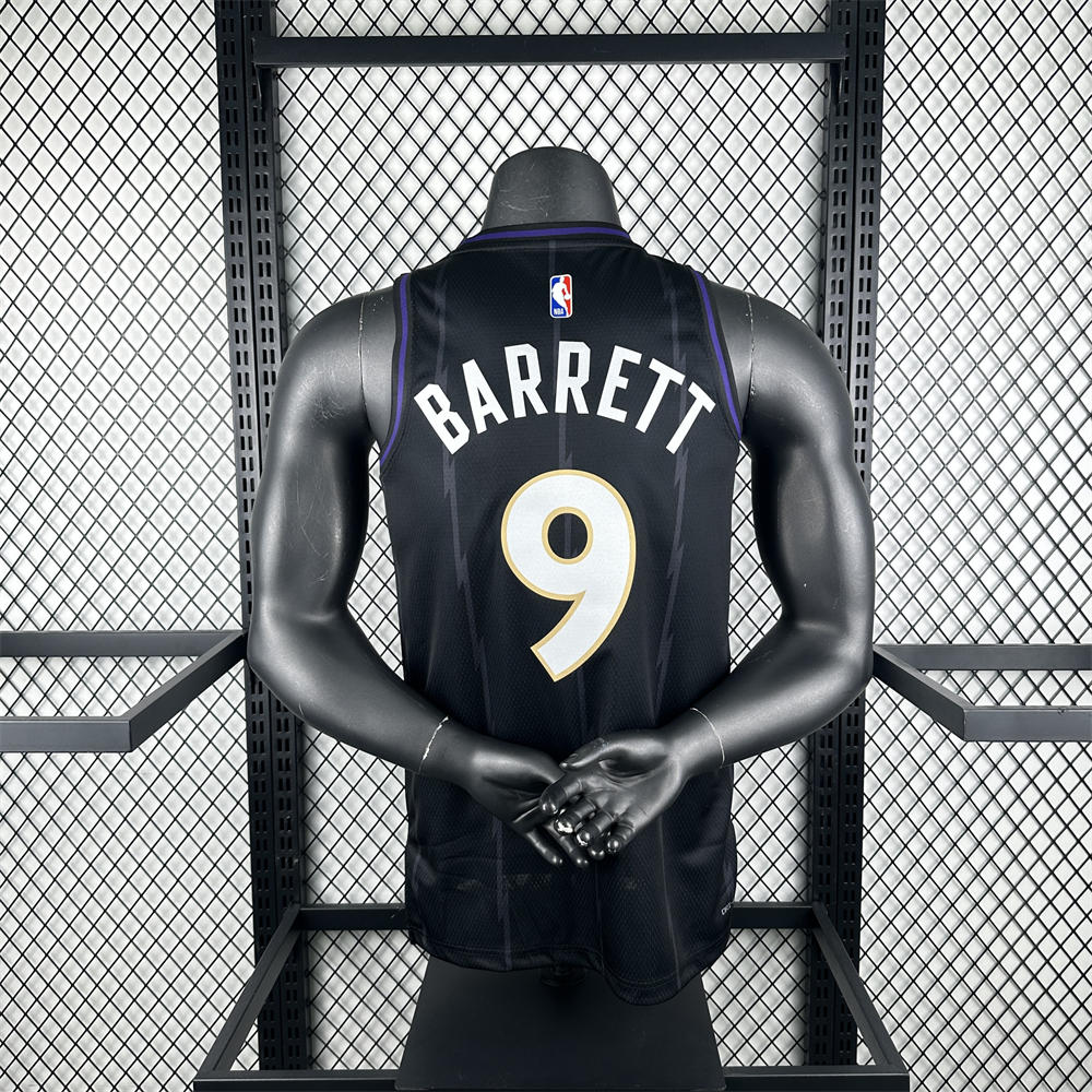 NBA Toronto Raptors 24/25 City Edition Round Neck Black Jersey BARRETT#9 S-XXL
