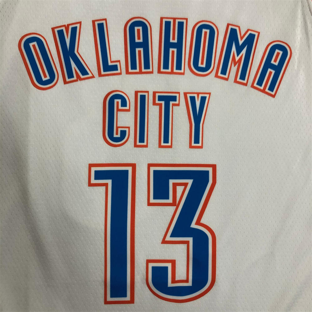 NBA Oklahoma City Thunder V-Neck White Jersey HARDEN#13 S-XXL