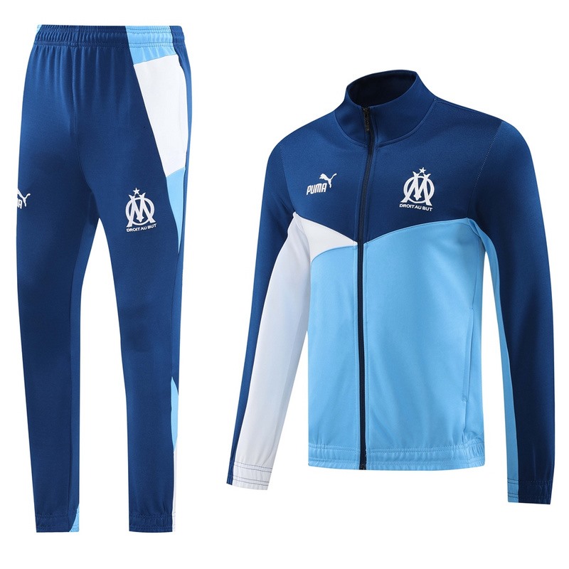2024 Olympique Marseille Blue Jacket Training Suit Set Football Team Shirt Sports Fashion