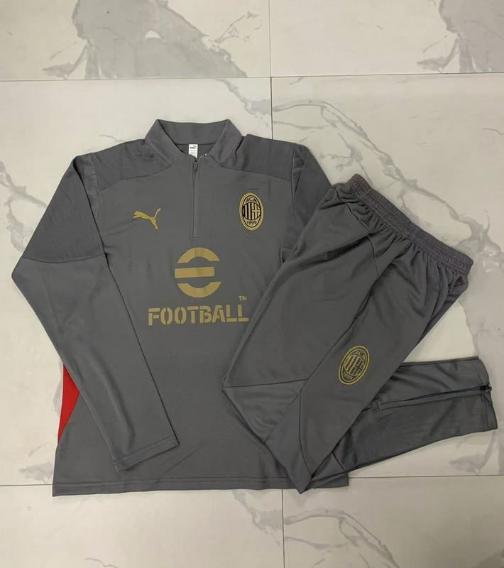 24/25 AC Milan Grey Long-sleeved half-pull training kit Football team kit