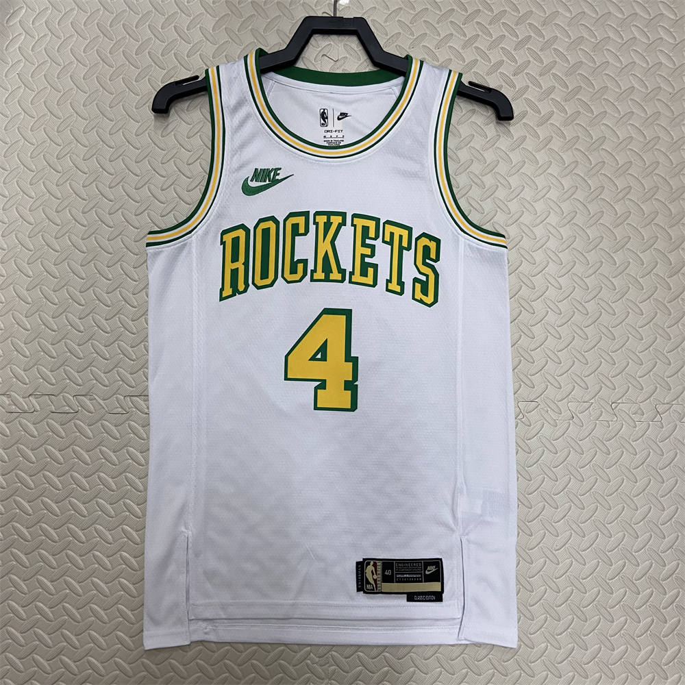 NBA Houston Rockets Round Neck White Jersey GREEN#4 S-XXL