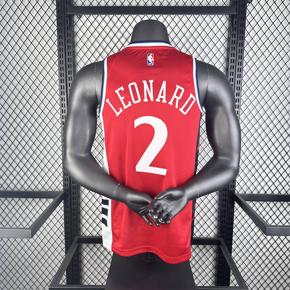 NBA Los Angeles Clippers 24/25 Round Neck JORDAN Edition Red Jersey LEONARD#2 S-XXL