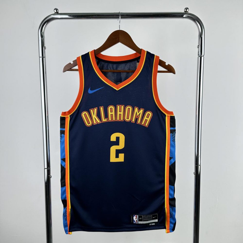 NBA Oklahoma City Thunder 24/25 City Edition V-Neck Black Jersey GILGEOUS-ALEXANDER#2 S-XXL