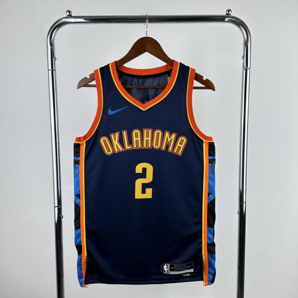 NBA Oklahoma City Thunder 24/25 City Edition V-Neck Black Jersey GILGEOUS-ALEXANDER#2 S-XXL