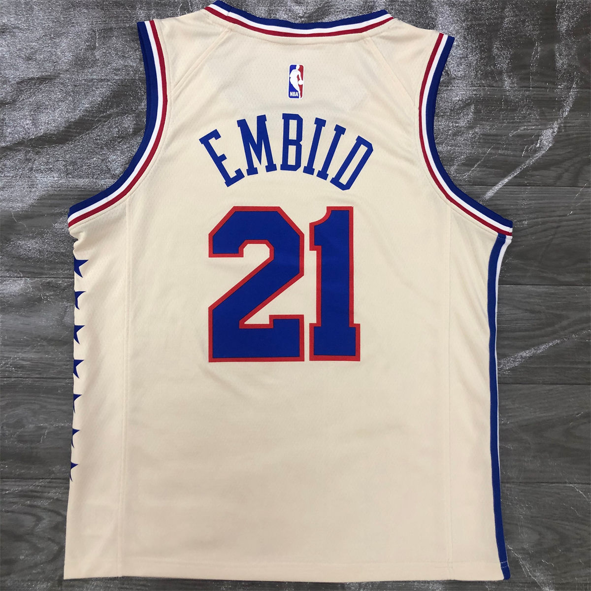 NBA Philadelphia 76ers Round Neck White Jersey EMBIID#21 S-XXL
