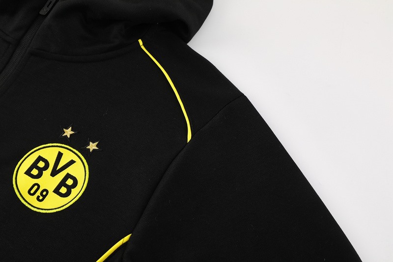 2024 Dortmund Black Hoodie Jacket Kit Set Football Team Shirt Sports Fashion