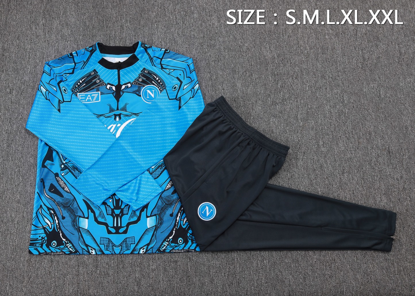 2025/26 Naples Blue Long-sleeved half-pull training kit Football team kit