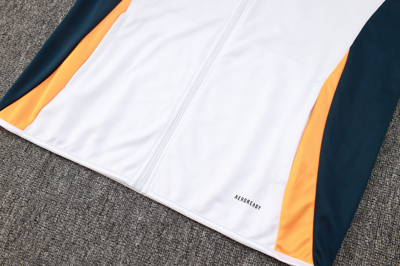 2024/25 Real Madrid White Jacket Training Suit Set Football Team Shirt Sports Fashion