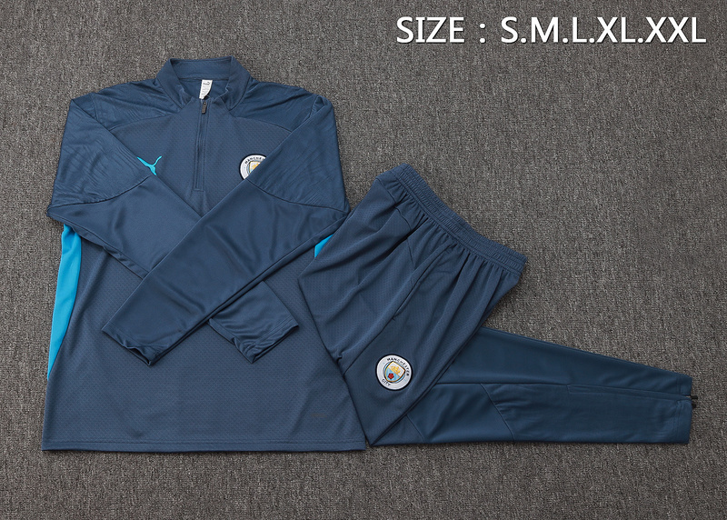 202526 Manchester City Grey Long-sleeved half-pull training kit Football team kit
