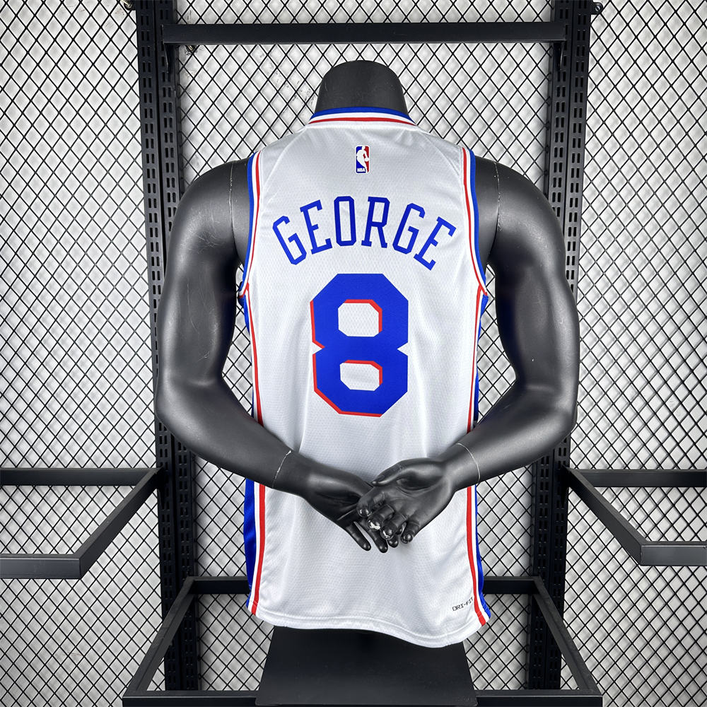NBA Philadelphia 76ers 2023 V-Neck White Jersey GEORGE#8 S-XXL
