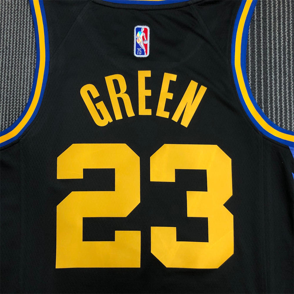 NBA Golden State Warriors V-Neck 75th anniversary Black Jersey GREEN#23 S-XXL