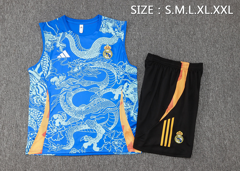 24/25 Real Madrid Colorful Blue Training Set Shirt and Shorts