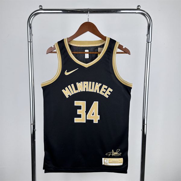 NBA Milwaukee Bucks 2024 Honor Edition Black Jersey ANTETOKOUNMPO#34 S-XXL