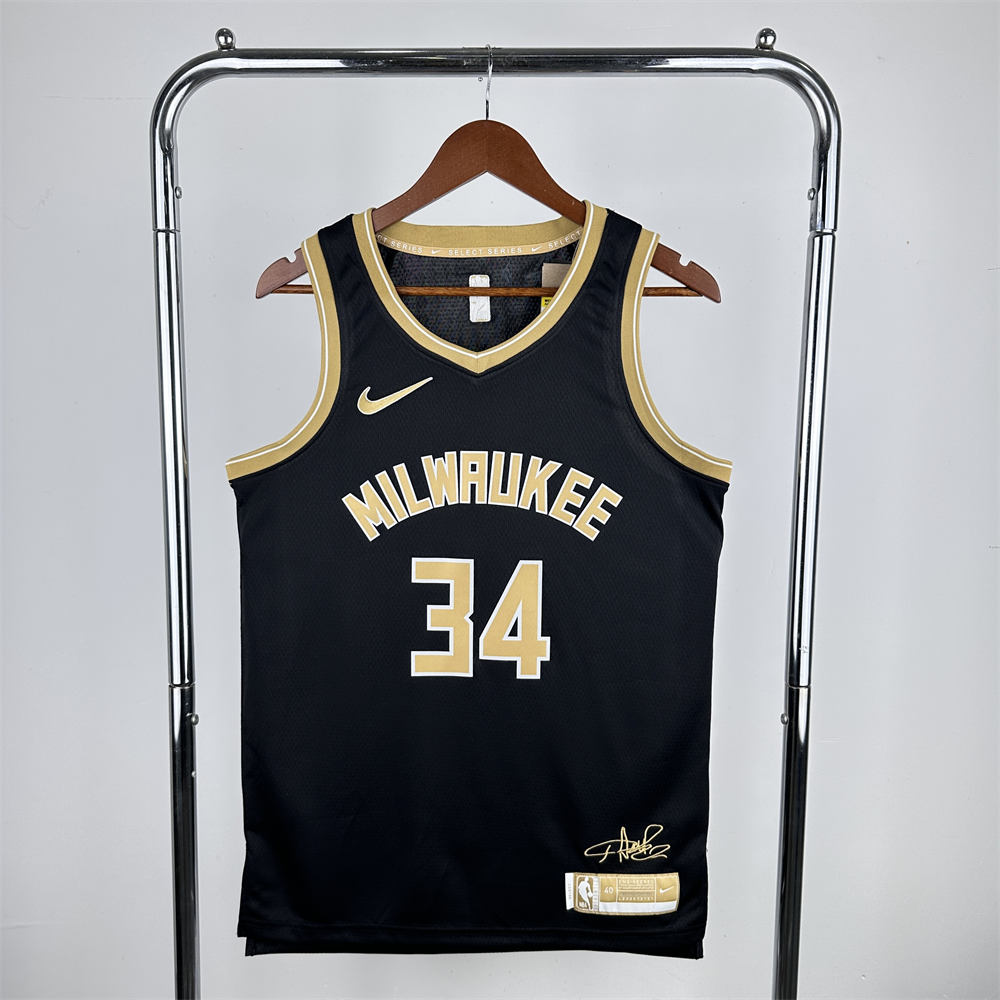 NBA Milwaukee Bucks 2024 Honor Edition Black Jersey ANTETOKOUNMPO#34 S-XXL