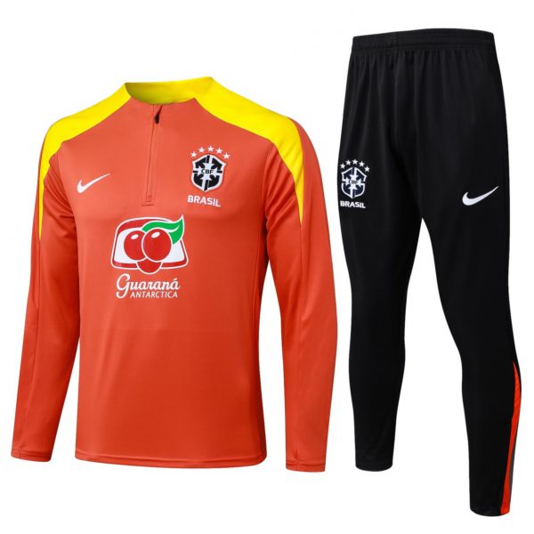202526 Brazil Orange Long-sleeved half-pull training kit Football team kit