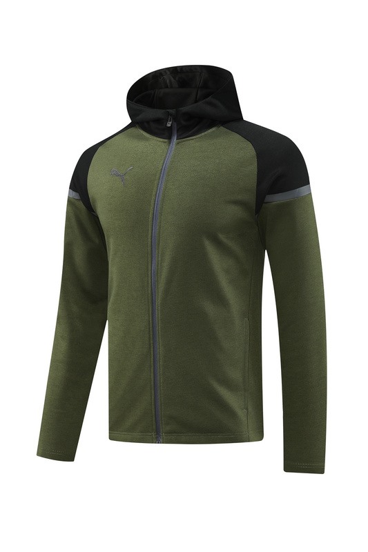 2024 Puma Blackish green Hoodie Jacket Kit Set Football Team Shirt Sports Fashion