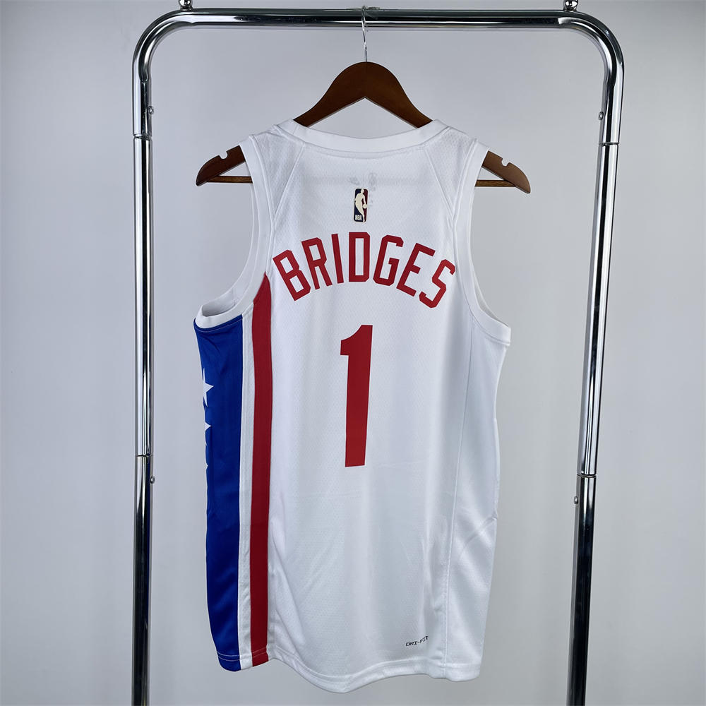 NBA Brooklyn Nets Round Neck White Jersey BRIDGES#1 S-XXL