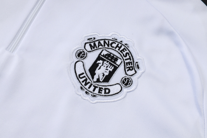 202526 Manchester United White Long-sleeved half-pull training kit Football team kit