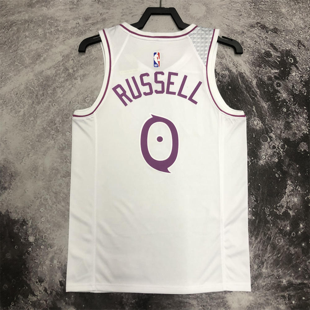 NBA Minnesota Timberwolves V-Neck White Jersey RUSSELL#0 S-XXL