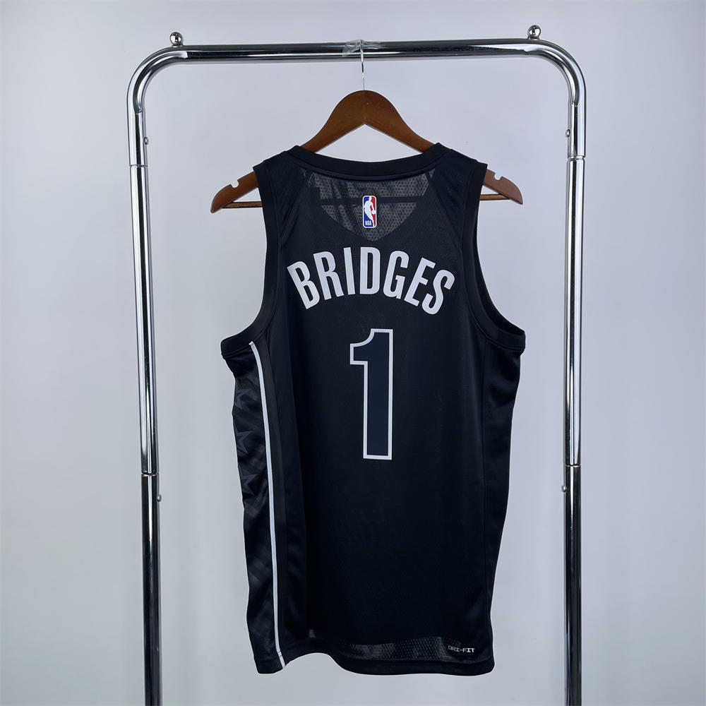 NBA Brooklyn Nets V-Neck Black Jersey BRIDGES#1 S-XXL
