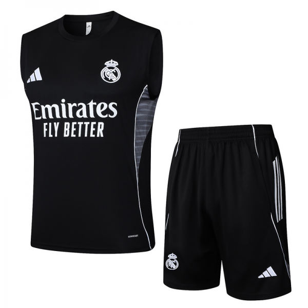 24/25 Real Madrid Black Training Set Shirt and Shorts