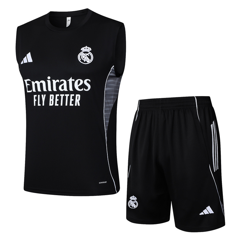 24/25 Real Madrid Black Training Set Shirt and Shorts
