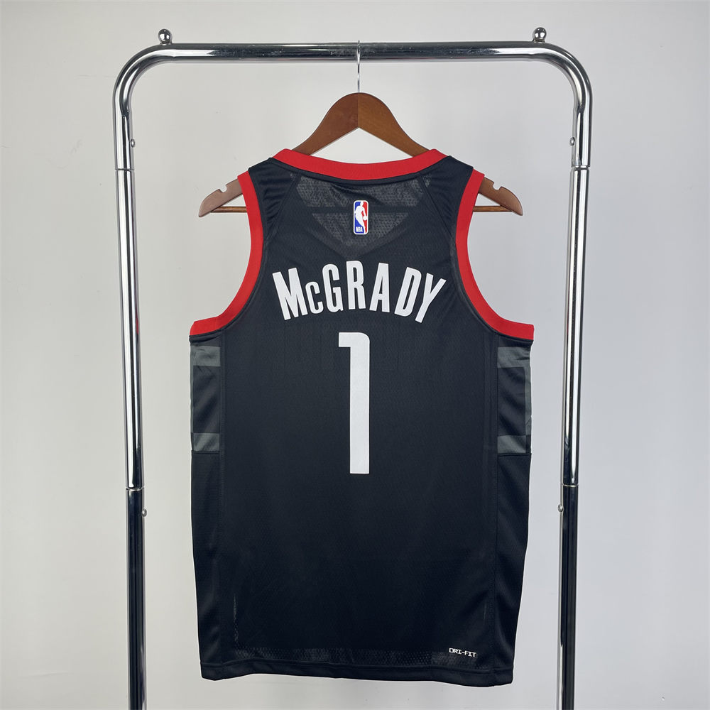 NBA Houston Rockets 2024 V-Neck Balck Jersey McGRADY#1 S-XXL