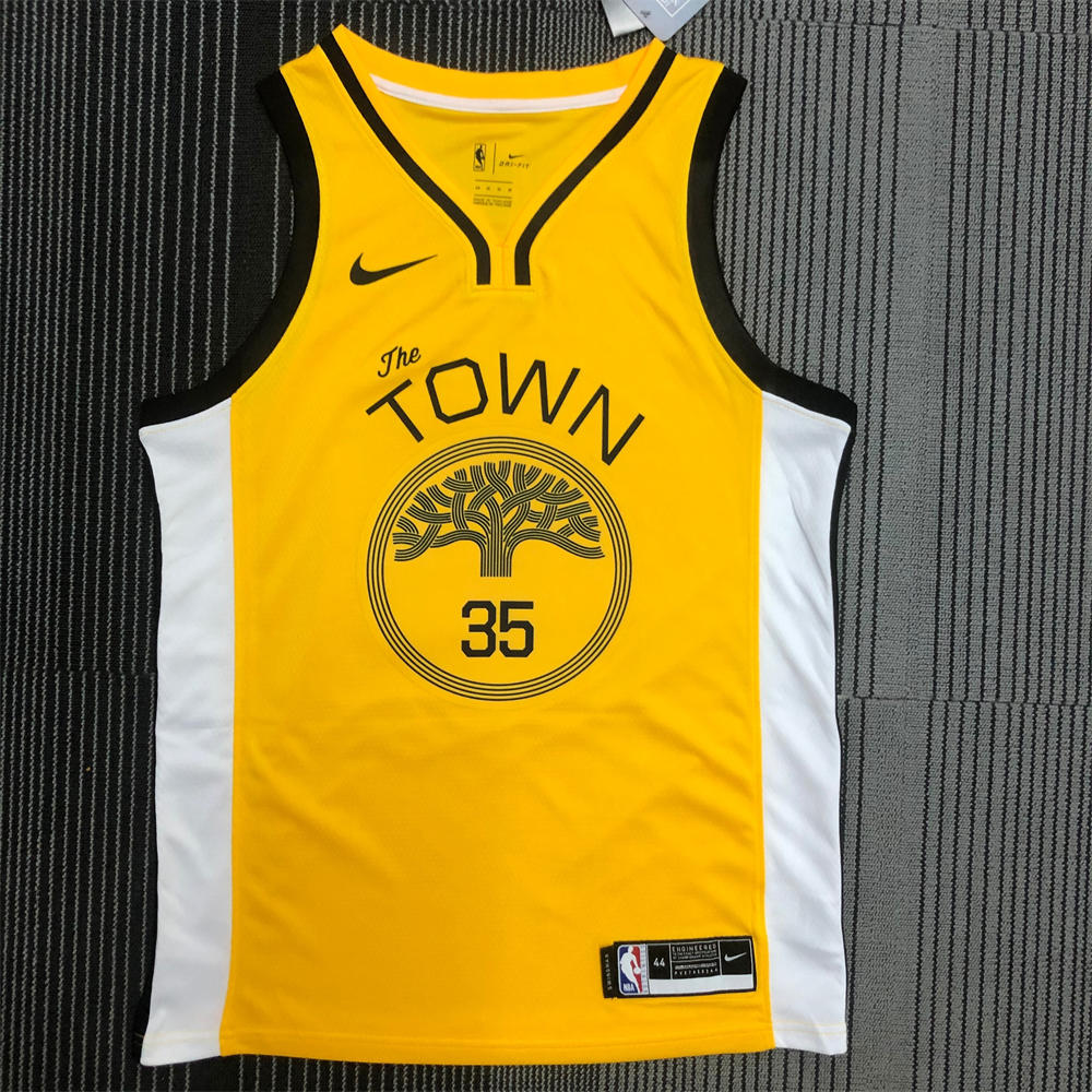 NBA Golden State Warriors V-Neck Yellow Jersey DURANT#35 S-XXL