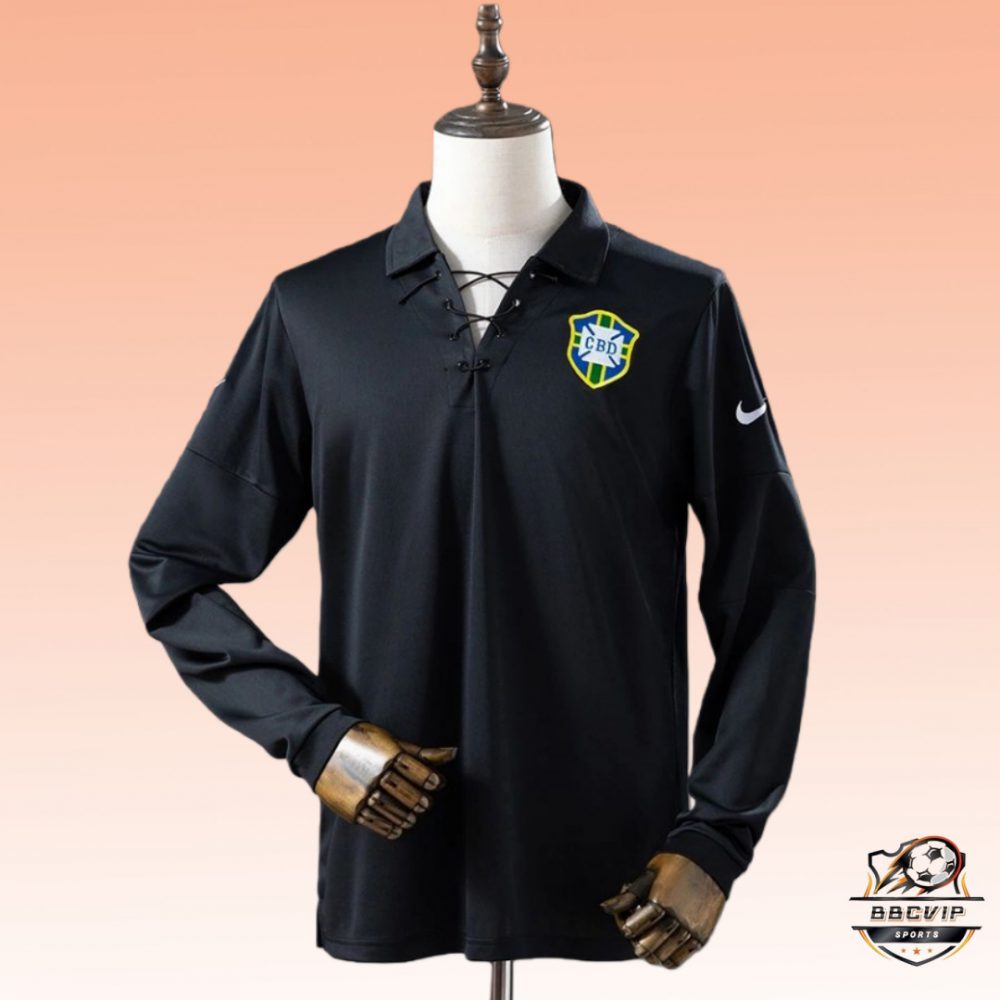 Retro 2004 Brazil Black Special Edition jersey Long Sleeve Fan Version