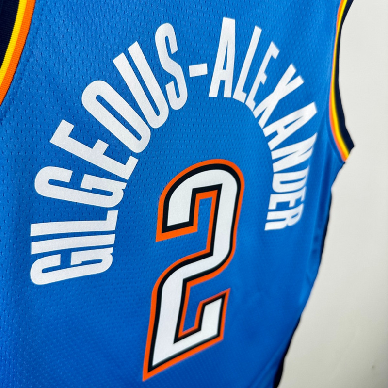 NBA Oklahoma City Thunder V-Neck Blue Jersey GILGEOUS-ALEXANDER#2 S-XXL