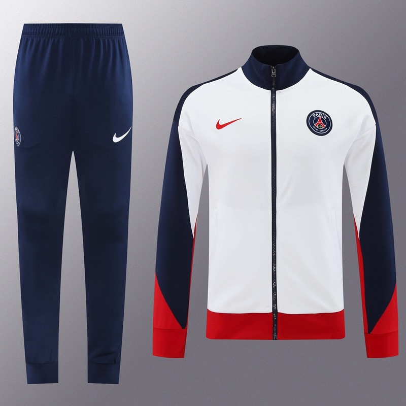 2024 PSG White Jacket Training Suit Set Football Team Shirt Sports Fashion