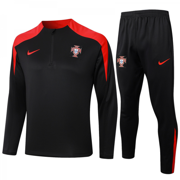 24/25 Portugal  Black Long-sleeved half-pull training kit Football team kit