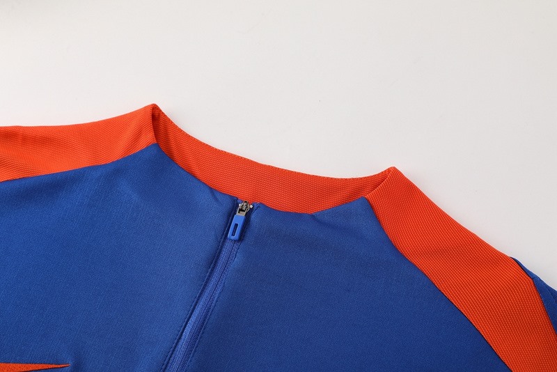 2024 Netherlands Blue Long-sleeved half-pull training kit Football team kit
