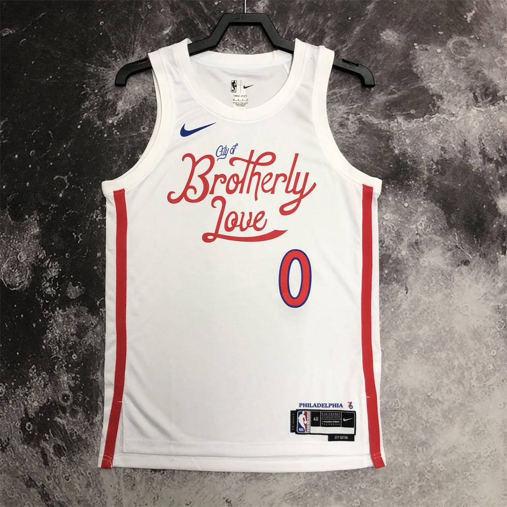 NBA Philadelphia 76ers Round Neck White Jersey MAXEY#0 S-XXL