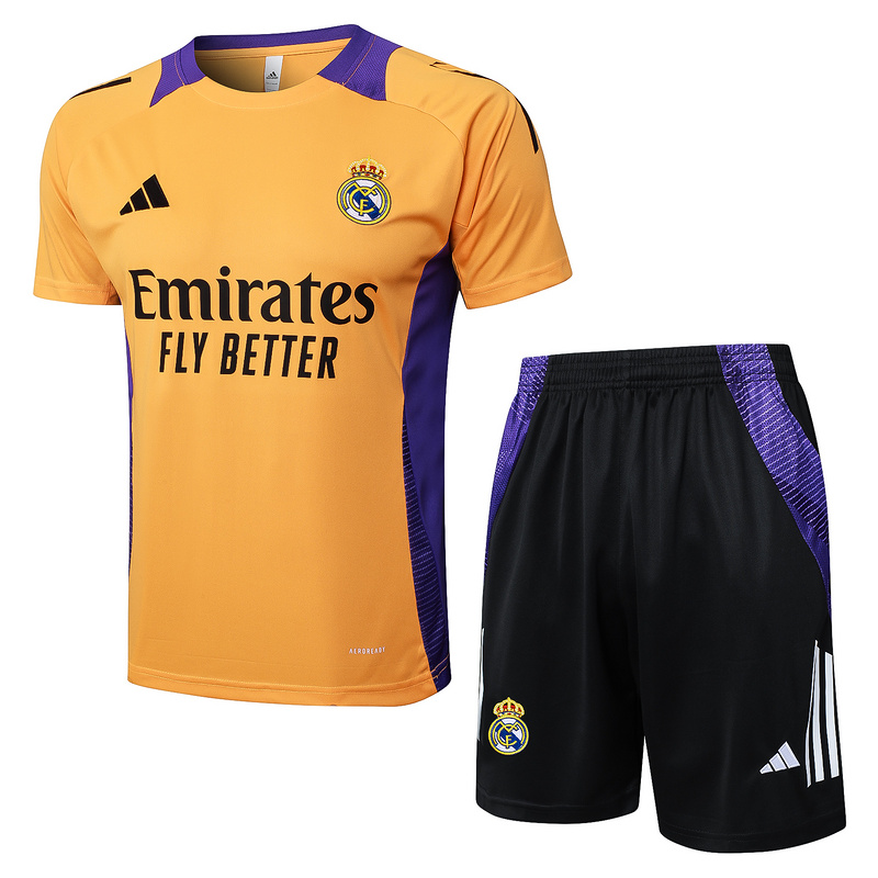 24/25 Real Madrid Orange Black Training Set Shirt and Shorts