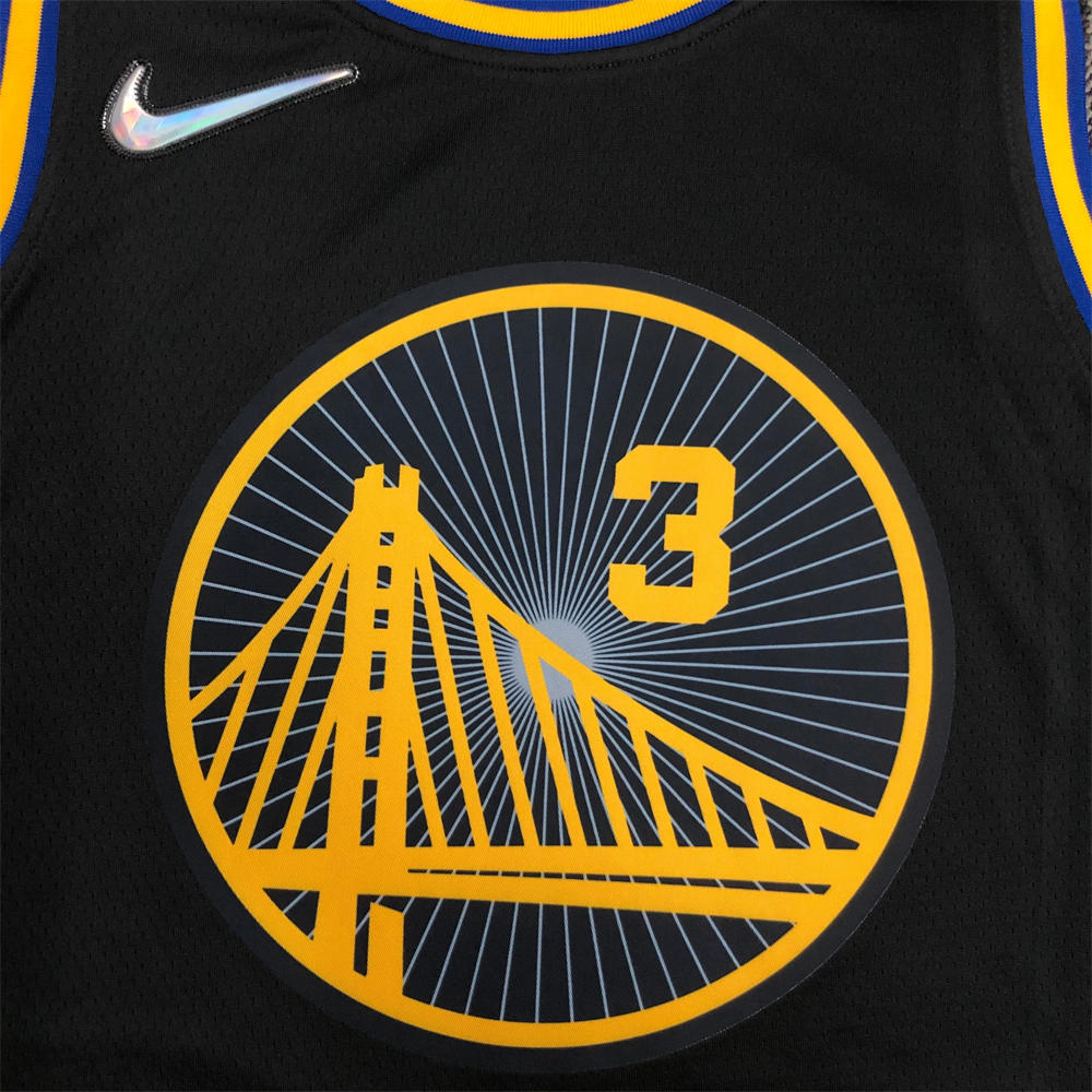 NBA Golden State Warriors V-Neck 75th anniversary Black Jersey POOLE#3 S-XXL