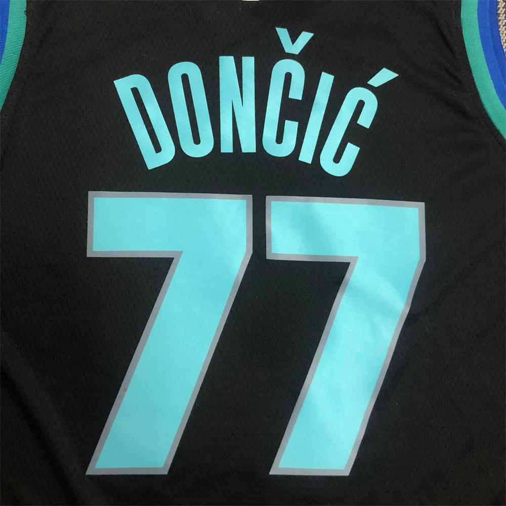 NBA Dallas Mavericks V Neck Black Jersey DONCIC#77 S-XXL