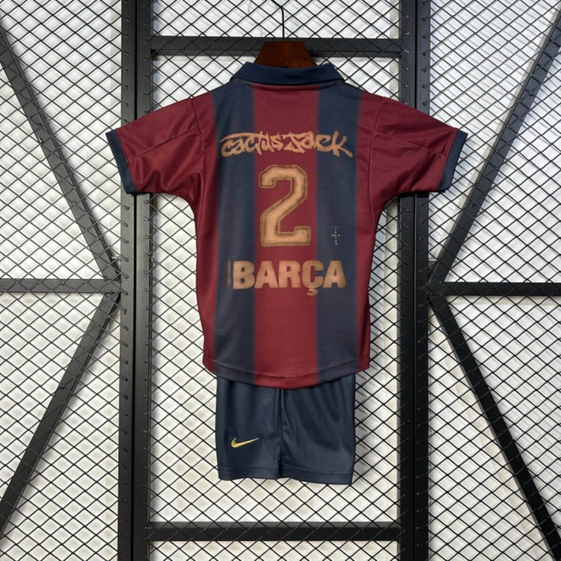 2025/26 Barcelona Barça x Travis Scott jersey kids Kits size: 16-28