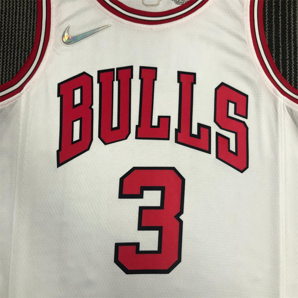 NBA Chicago Bulls Round Neck White 75th anniversaryJersey WADE#3 S-XXL