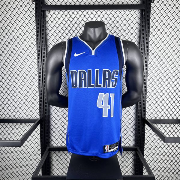 NBA Dallas Mavericks V-Neck Blue Jersey NOWITKI#41 S-XXL